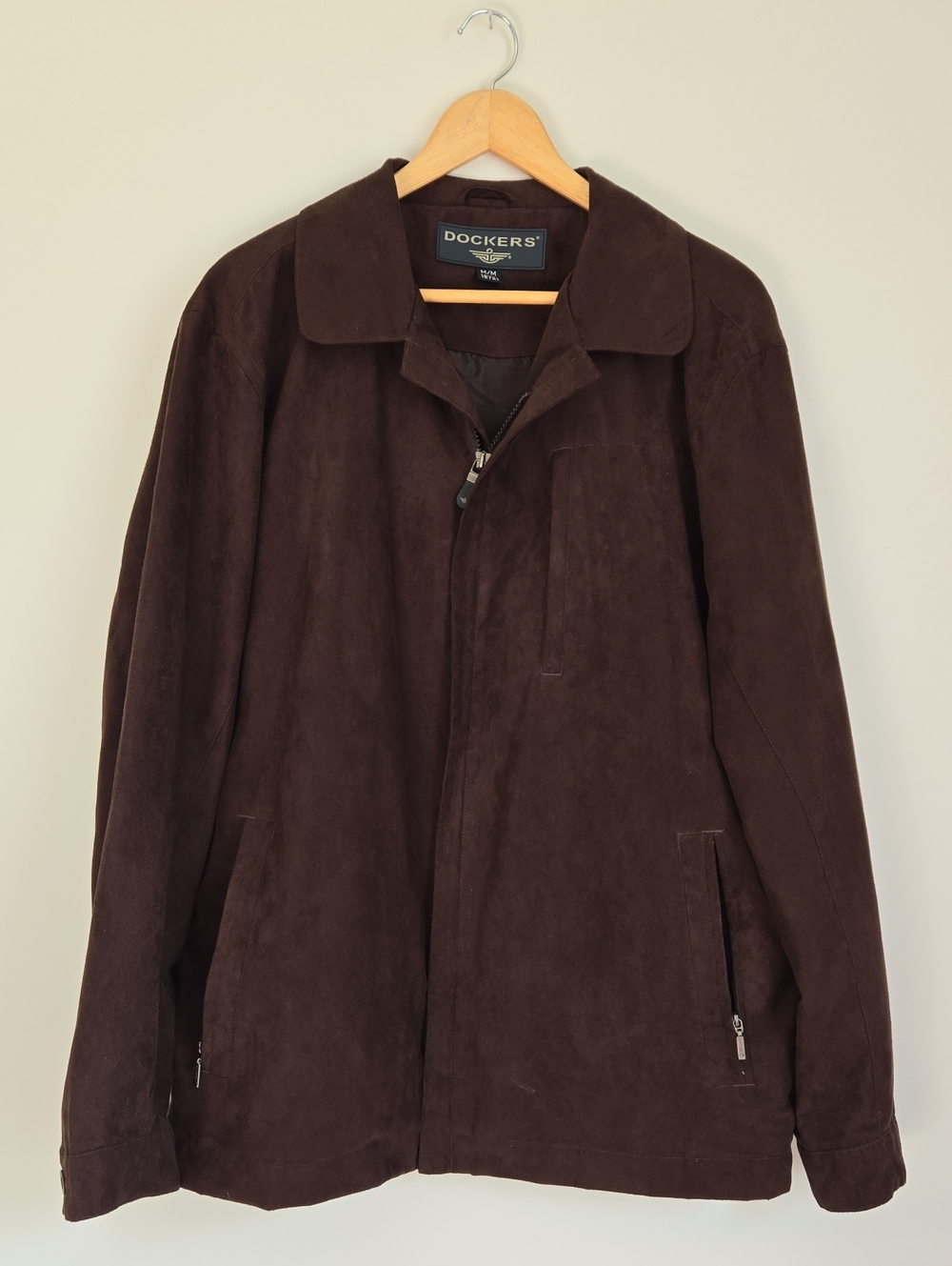 Dockers Dark Brown Faux Suede Zip Jacket Med 2000s Y2k